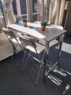 Compacte Bartafel + 4 Barkrukken - IKEA UTBY (RVS/Wit), Huis en Inrichting, Ophalen, Gebruikt