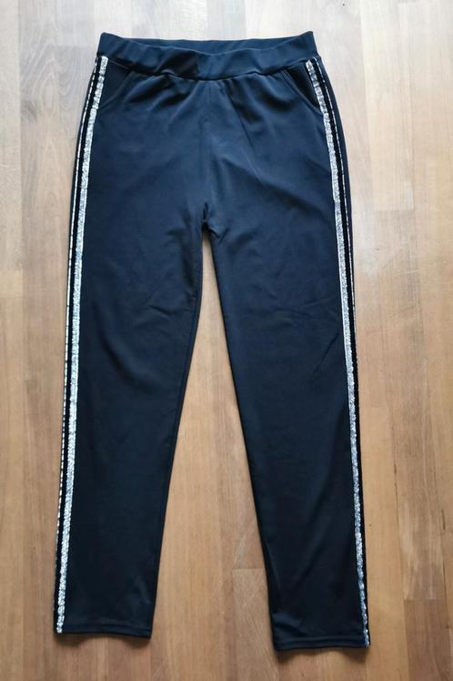 Broek met glitterende biesjes mt. M, Kleding | Dames, Broeken en Pantalons, Zo goed als nieuw, Maat 38/40 (M), Zwart, Lang, Verzenden