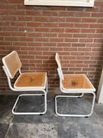 Vintage Marcel Breuer look buisframe stoelen webbing rotan, Huis en Inrichting, Stoelen, Ophalen, Gebruikt, Twee