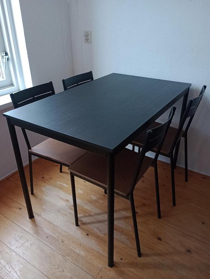Eettafel met vier stoelen Ikea SANDSBERG, Huis en Inrichting, Tafels | Eettafels, Gebruikt, 50 tot 100 cm, 100 tot 150 cm, Vier personen