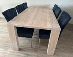 massief eiken eetkamertafel met 6 stoelen, Huis en Inrichting, Tafels | Eettafels, Ophalen, Gebruikt, 50 tot 100 cm, 150 tot 200 cm