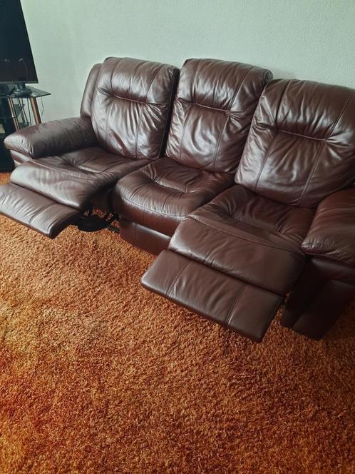 ZGAN leren bank recliner 228 breed, Huis en Inrichting, Banken | Bankstellen, Zo goed als nieuw, Rechte bank, Driepersoons, 200 tot 250 cm