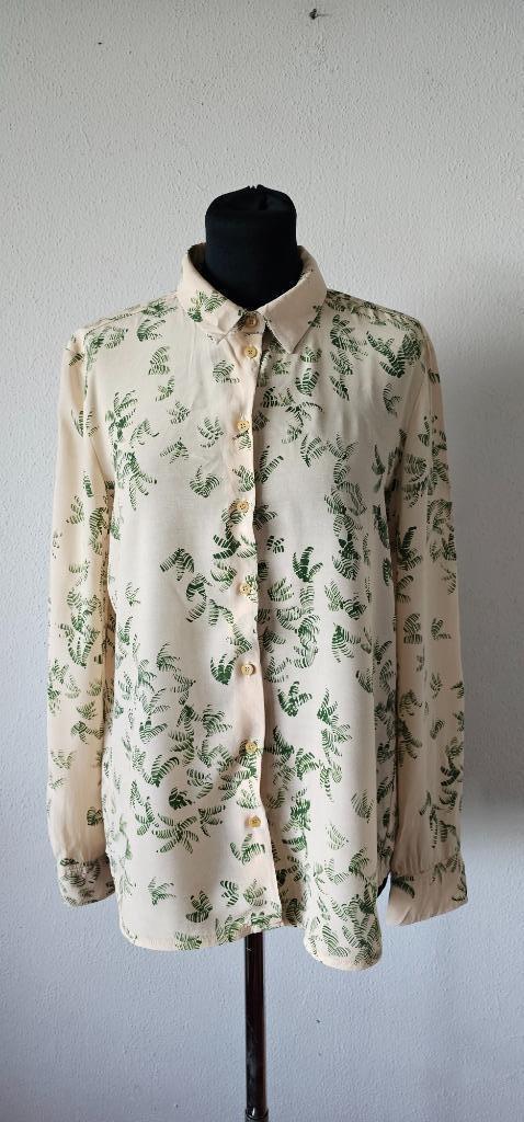 beige bloemprint blouse van Denham maat L (29625), Kleding | Dames, Blouses en Tunieken, Maat 42/44 (L), Beige, Verzenden