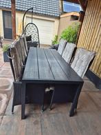 Tuintafel met 6 verstelbare stoelen, Tuin en Terras, Ophalen, Overige materialen, 6 zitplaatsen, Zo goed als nieuw
