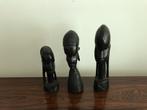 Set van 3 houten beelden hoofden Afrikaans, Ophalen of Verzenden