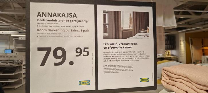 IKEA – Annakajsa – Deels verduisterende gordijnen NIEUW, Huis en Inrichting, Stoffering | Gordijnen en Lamellen, Nieuw, 200 cm of meer