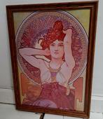 Oude lijst met Mucha afbeelding, Antiek en Kunst, Ophalen of Verzenden