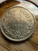 10 cent 1884 unc willem III, Ophalen, Koning Willem III, Zilver, 10 cent