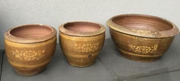 Super mooi set bloempotten kwaliteit terracotta oud ambacht beschikbaar voor biedingen