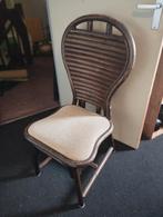 3x vintage houten stoelen met Stoffen Zitting, Huis en Inrichting, Stoelen, Ophalen, Gebruikt, Bruin, Vintage