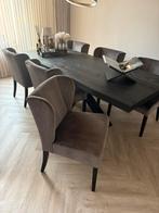 6 eetstoelen eric Kuster eichholtz velours/velvet, Huis en Inrichting, Stoelen, Ophalen, Bruin, Zo goed als nieuw, Stof