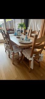 Massief (boeren) eiken eettafel met 6 stoelen, Huis en Inrichting, Tafels | Eettafels, Ophalen, Gebruikt, Rechthoekig, 50 tot 100 cm