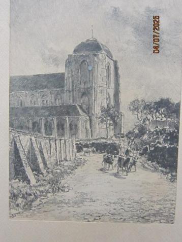 Originele tekening van de GROTEKERK te Veere, met Kudde beschikbaar voor biedingen