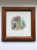 winnie de poeh leuke ingekleurde tekening met lijst 21x21 cm, Ophalen, Winnie de Poeh of vrienden, Zo goed als nieuw, Beeldje of Figuurtje