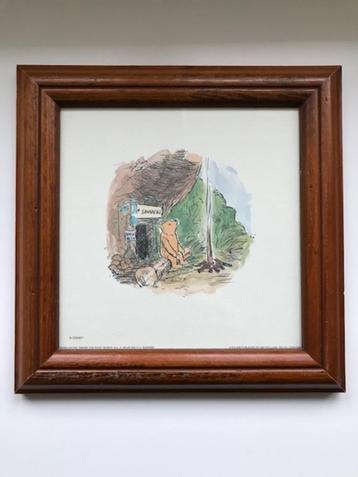 winnie de poeh leuke ingekleurde tekening met lijst 21x21 cm beschikbaar voor biedingen