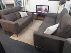 Bankstel 3+2 dik leder 2x Elek. Relax systeem comfort NIEUW, Ophalen, Nieuw, Rechte bank, 200 tot 250 cm