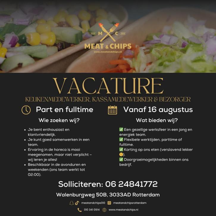 Keukenmedewerker, Kassamedewerker en Bezorger gezocht!, Vacatures, Vacatures | Horeca en Catering, LBO / VMBO, Starter, Overige vormen