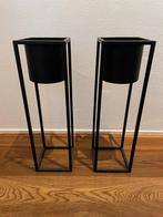 Stalen Plantenbakken - Zwart Frame - Set van 2, Ophalen, Minder dan 60 cm, Vierkant, Zo goed als nieuw
