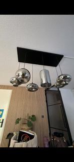 Hanglamp 7 lampen smoke glas, Ophalen, Zo goed als nieuw, Metaal of Aluminium