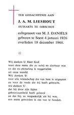 Lieshout J.A.M. 1926 Soest 1968  huisarts Oirschot, Ophalen of Verzenden, Bidprentje
