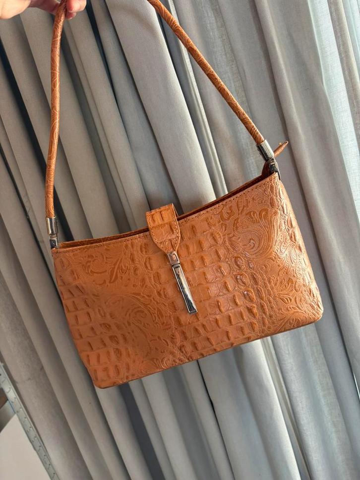 Echt leren tas, Sieraden, Tassen en Uiterlijk, Tassen | Damestassen, Zo goed als nieuw, Overige typen, Bruin, Ophalen of Verzenden