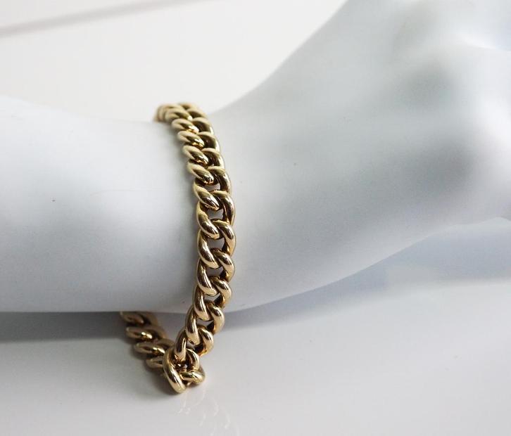 Zware 14 krt gouden armband met gourmetschakels, Sieraden, Tassen en Uiterlijk, Armbanden, Zo goed als nieuw, Goud, Goud, Ophalen of Verzenden