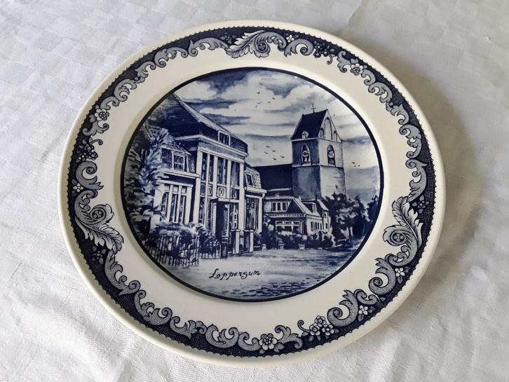 Wandbord Loppersum.Delftsblauw.Petrus &Pauluskerk.Groningen, Antiek en Kunst, Antiek | Wandborden en Tegels, Ophalen of Verzenden