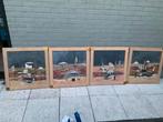Abstracte Schilderijen - Set van Vier Gesigneerde Werken, Ophalen of Verzenden