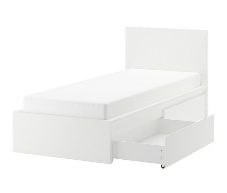 Ikea Malm eenpersoonsbed met lades, Huis en Inrichting, Slaapkamer | Bedden, Zo goed als nieuw, Eenpersoons, 90 cm, 200 cm, Hout
