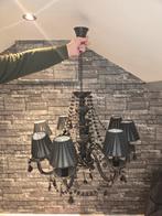 2x Zwarte Kristallen Kroonluchter, Huis en Inrichting, Lampen | Kroonluchters, Ophalen, Gebruikt, Glas, Klassiek