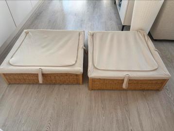 2x opbergbox/opbergmand riet wit beschikbaar voor biedingen