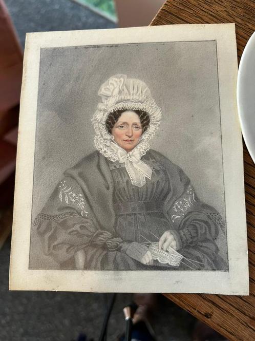 engels miniatuur portret op papier, Antiek en Kunst, Kunst | Schilderijen | Klassiek, Ophalen of Verzenden