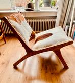 VINTAGE RELAX CHAIR WITH COWHIDE UPHOLSTERY, 1970, Huis en Inrichting, Fauteuils, Ophalen, Gebruikt, Hout