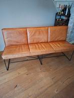 Stijlvolle leren eetkamerbank, Gebruikt, 75 tot 100 cm, Ophalen of Verzenden, Metaal