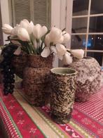 Vintage berkenbast vazen en grote bloempot, Antiek en Kunst, Ophalen of Verzenden
