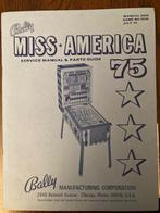 BALLY BINGO MISS AMERICA 75 Service manual, Verzamelen, Automaten | Flipperkasten, Gebruikt, Elektronisch, Ophalen of Verzenden