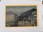 Japanse Prent - Regenachtige Straatscène, Ophalen of Verzenden