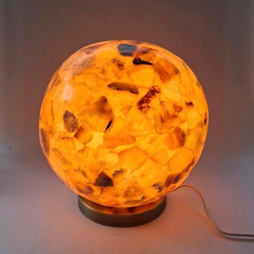 Grote Vintage Albasten Bollamp, Huis en Inrichting, Lampen | Tafellampen, Zo goed als nieuw, Minder dan 50 cm, Ophalen of Verzenden