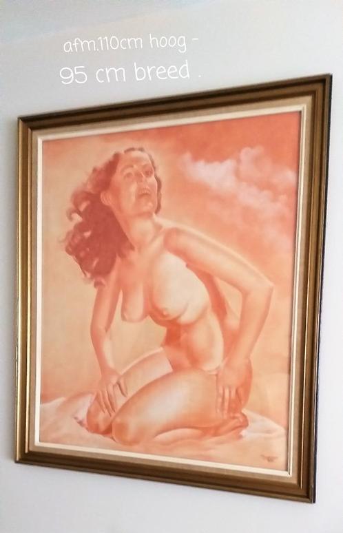 grote kader met getekende naakte dame, Antiek en Kunst, Kunst | Tekeningen en Foto's, Ophalen