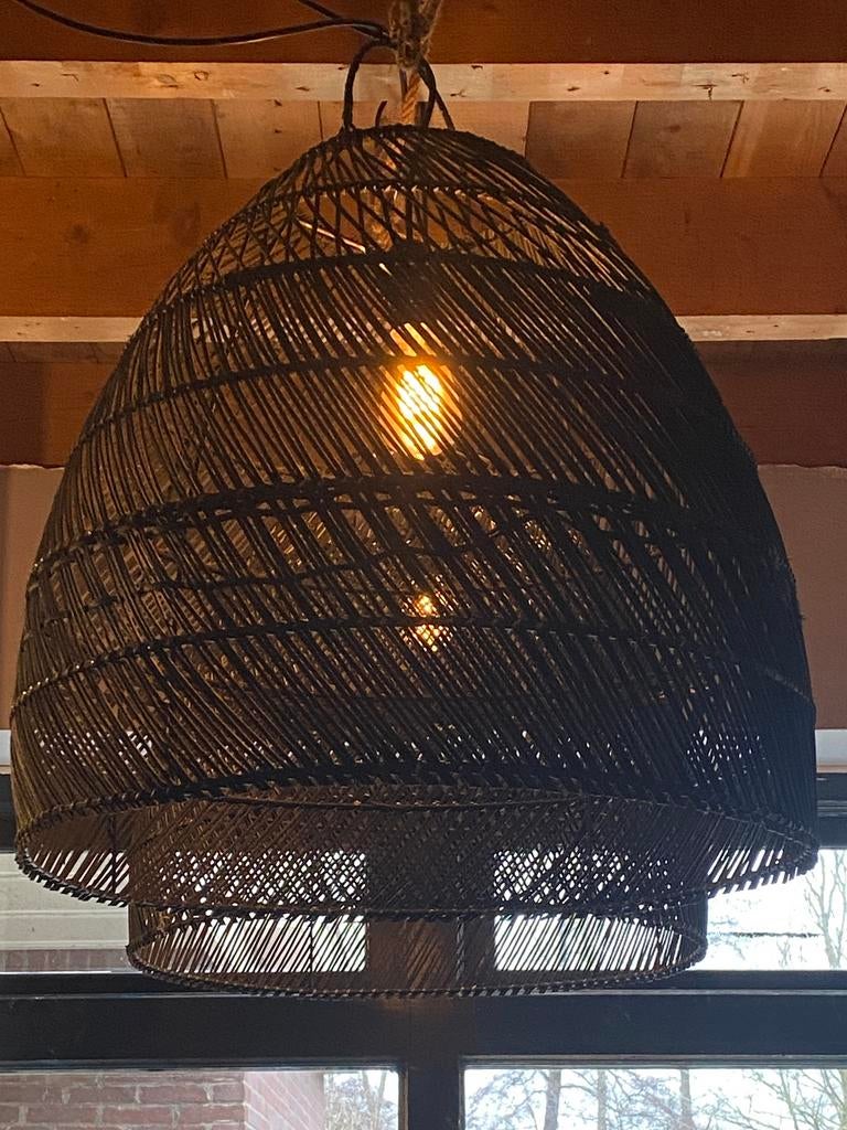 Grote rotan/rieten hanglampen 65cm breed, Ophalen, Zo goed als nieuw, 50 tot 75 cm
