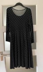 Zwarte vintage jurk met stippen, maat 38, Zwart, Maat 42/44 (L), Ophalen of Verzenden, Zo goed als nieuw