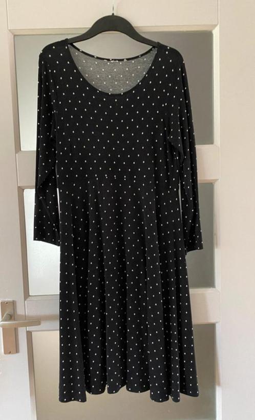 Zwarte vintage jurk met stippen, maat 38, Kleding | Dames, Jurken, Zo goed als nieuw, Maat 42/44 (L), Zwart, Onder de knie, Ophalen of Verzenden