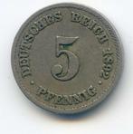 Duitsland 5 Pfennig 1892 F Oplage 492.000, Ophalen of Verzenden, Duitsland