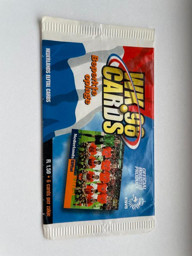 Leeg zakje Panini WK '98 voetbalplaatjes, Verzamelen, Sportartikelen en Voetbal, Zo goed als nieuw, Poster, Plaatje of Sticker