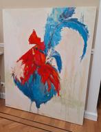 Groot schilderij van een blauwe/rode haan, Ophalen