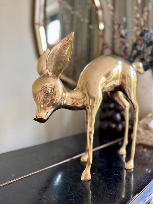 Beeld bambi messing hert design Frans koper koperen groot XL, Antiek en Kunst, Kunst | Designobjecten, Ophalen of Verzenden
