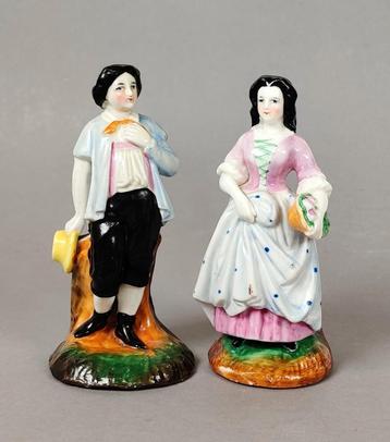 Frankrijk 19de eeuw. Antieke beeldjes. Man en vrouw. beschikbaar voor biedingen