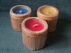 Gekleurde kaarsen in bamboe potje, Ophalen of Verzenden, Rood