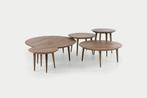 Stijlvolle ronde salontafel van massief eiken & walnoot, Ophalen, 50 tot 100 cm, Nieuw, 50 tot 100 cm