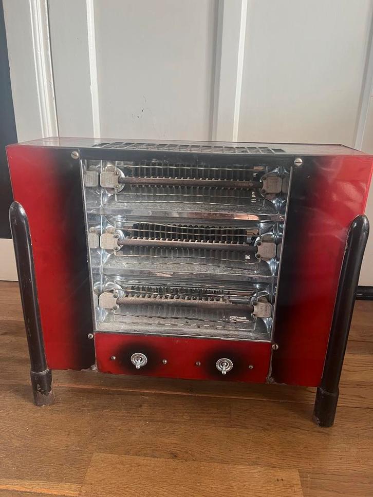 Vintage Elektrische Kachel jaren 20 art deco Rood/Zwart, Huis en Inrichting, Kachels, Gebruikt, Vrijstaand, Overige soorten, Elektrisch